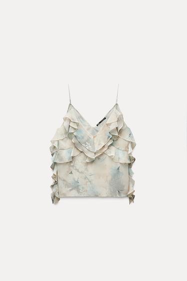 PRINTED TOP WITH RUFFLED SLEEVES - Multicoloured by Zara - Image 0