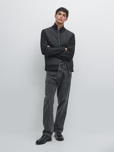 Zara Contrast knit puffer jacket - Black