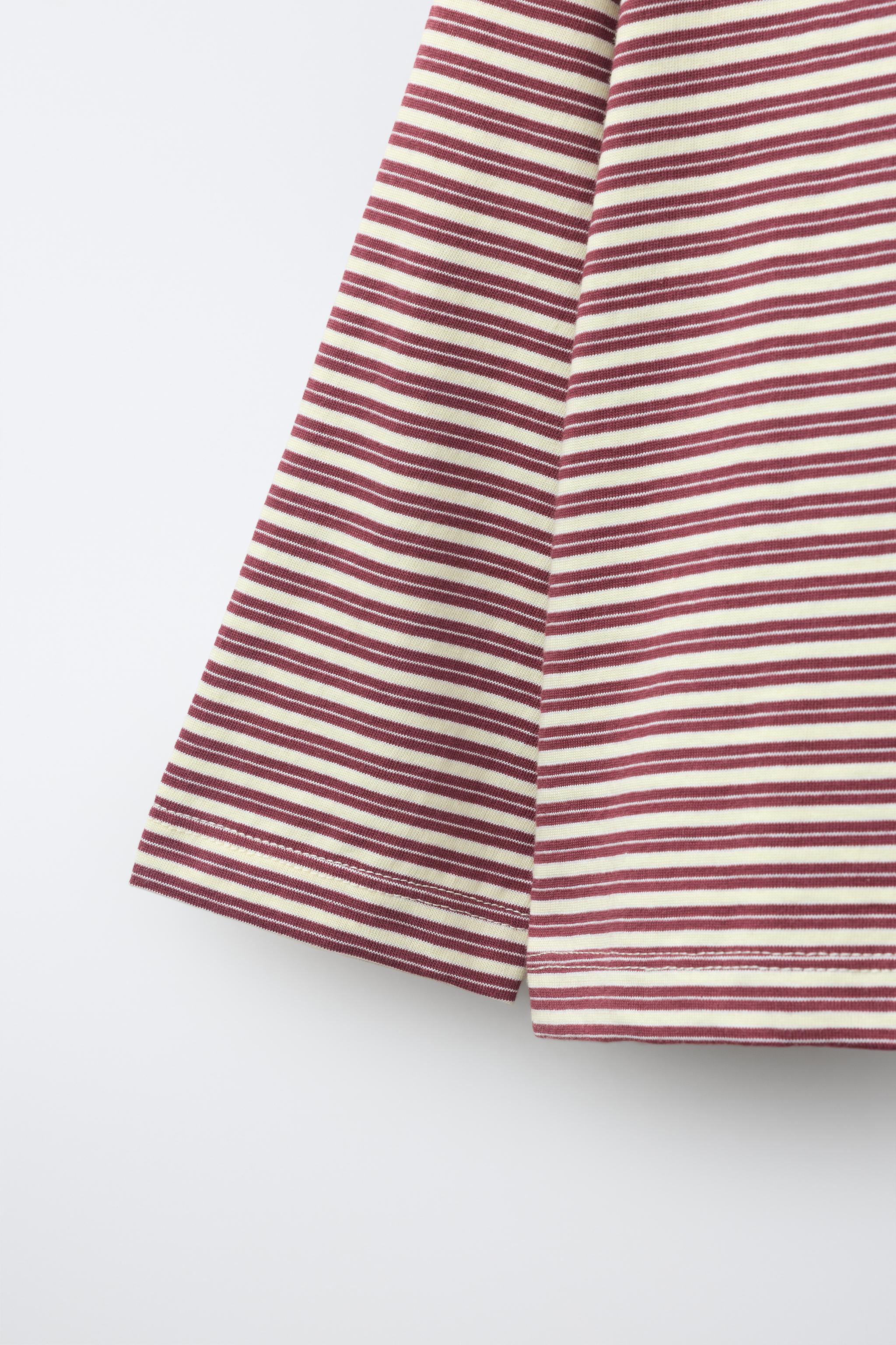 CONTRAST NECK STRIPED T-SHIRT