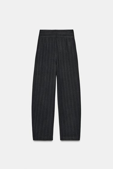 PANTALON BALLON À RAYURES ET PLIS - Gris chiné de Zara - Image 5