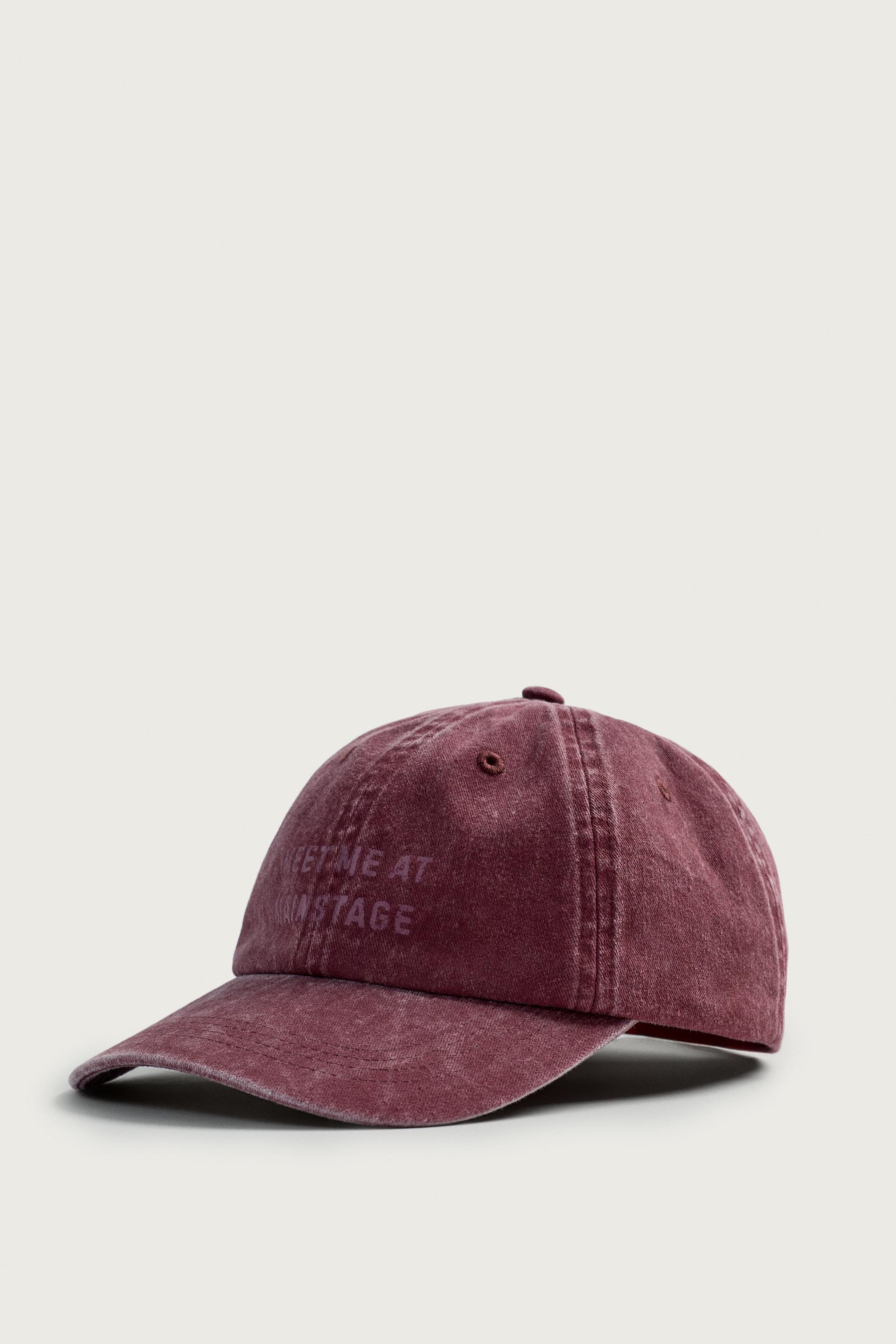 WASHED TEXT PRINT CAP — Red