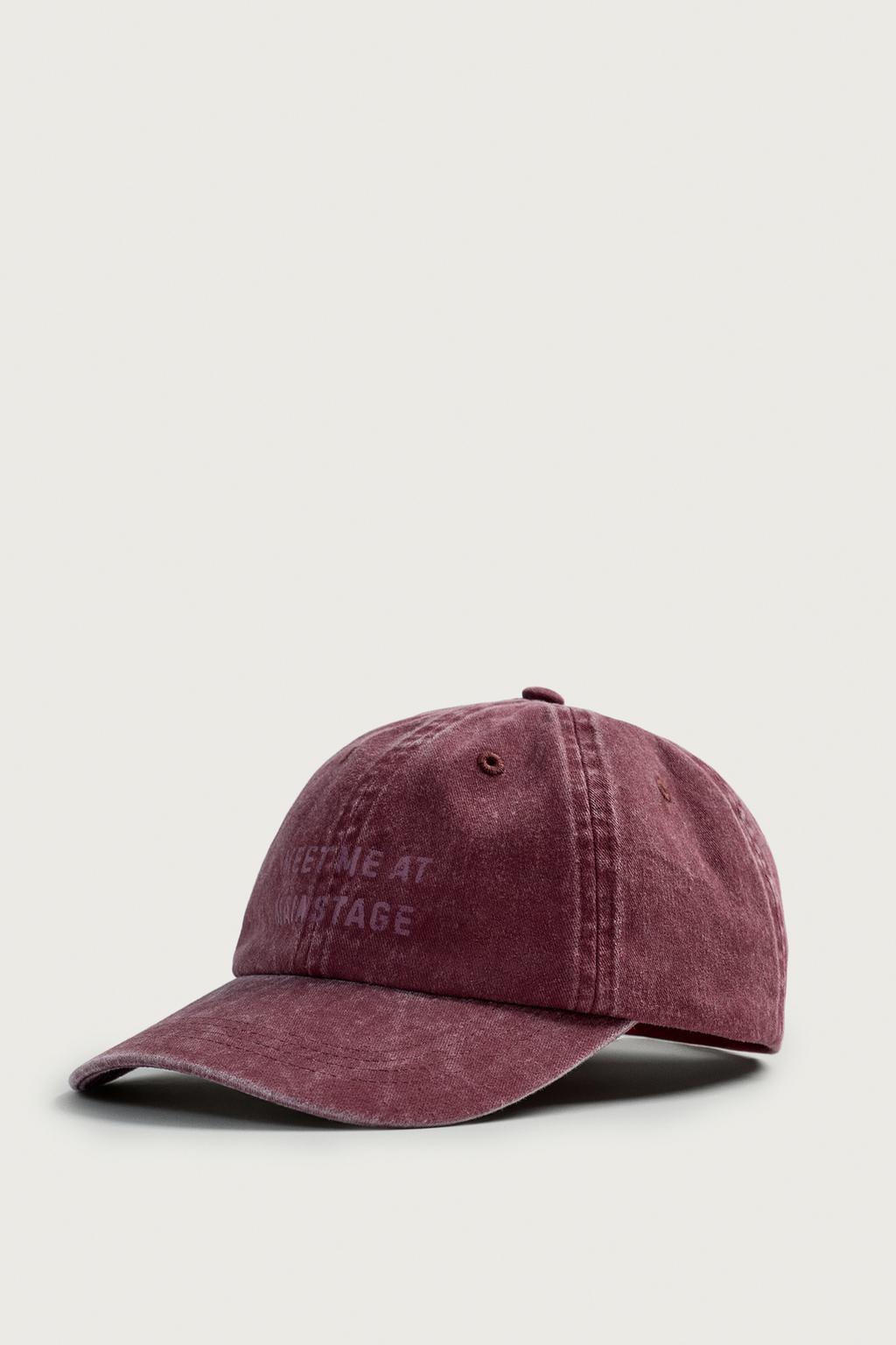 Washed Text Print Cap — Men's