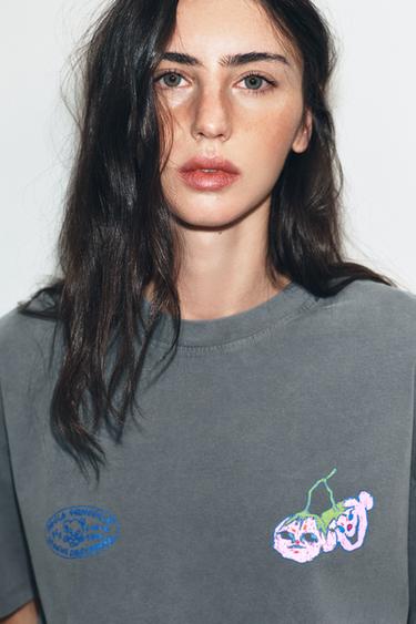 T-SHIRT EFFET DÉLAVÉ PAULA GRENOUILLE - Gris anthracite de Zara - Image 3