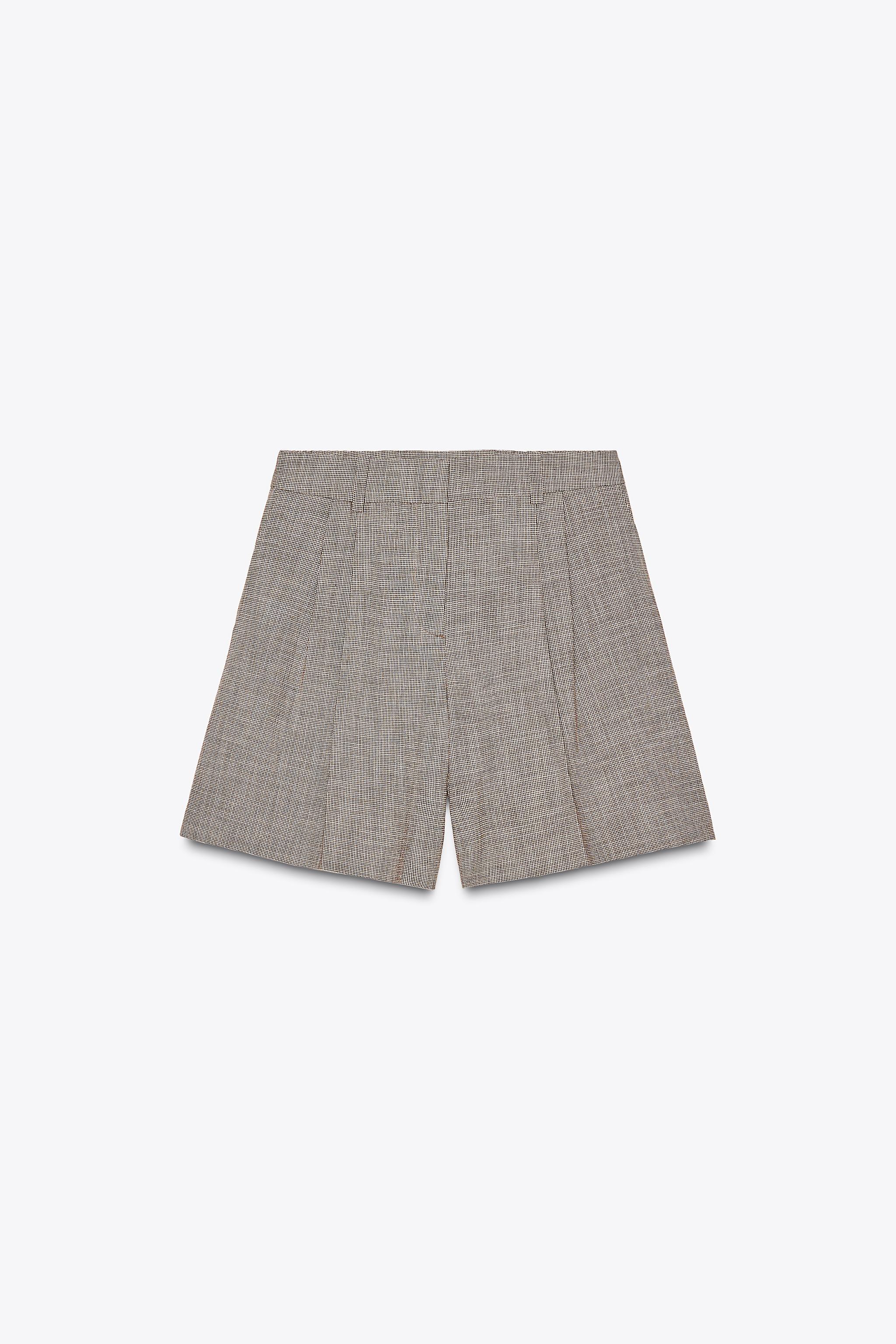 PLEATED HIGH-WAISTED SHORTS - Sand / Black | ZARA United States