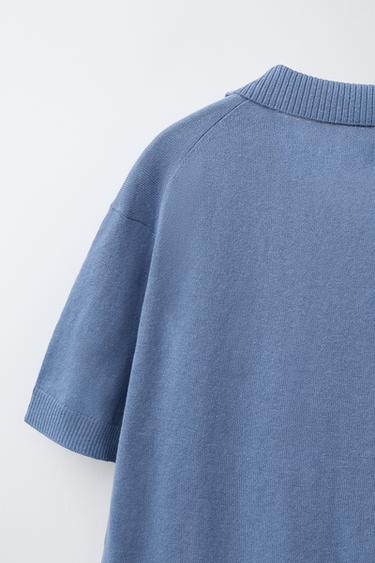POLO EN COTON ET LIN - Bleu de Zara - Image 3
