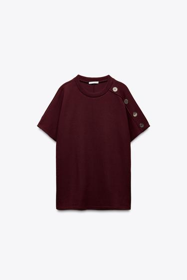 TOP SOFT BOTONES - Burgundy de Zara