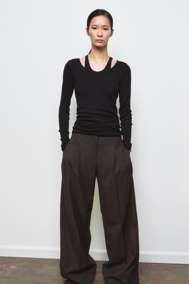 DOUBLE RIBBED T-SHIRT - Black by Zara