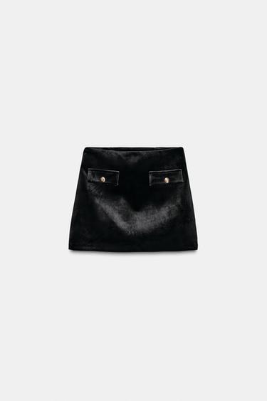 VELVET SHORT SKIRT - Black by Zara