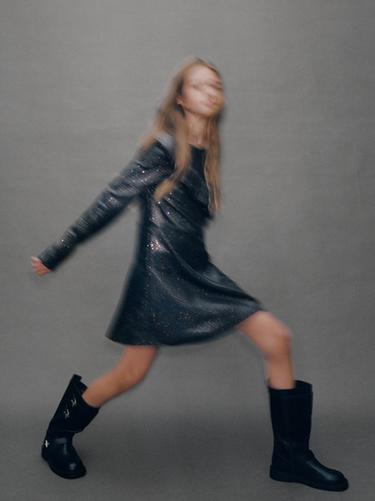 Zara SHIMMER RUFFLED DRESS - Multicolored