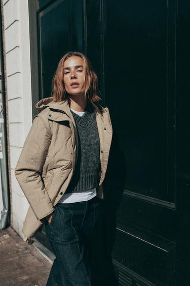 WATER REPELLENT HOODED PADDED JACKET - camel by Zara - Image 3