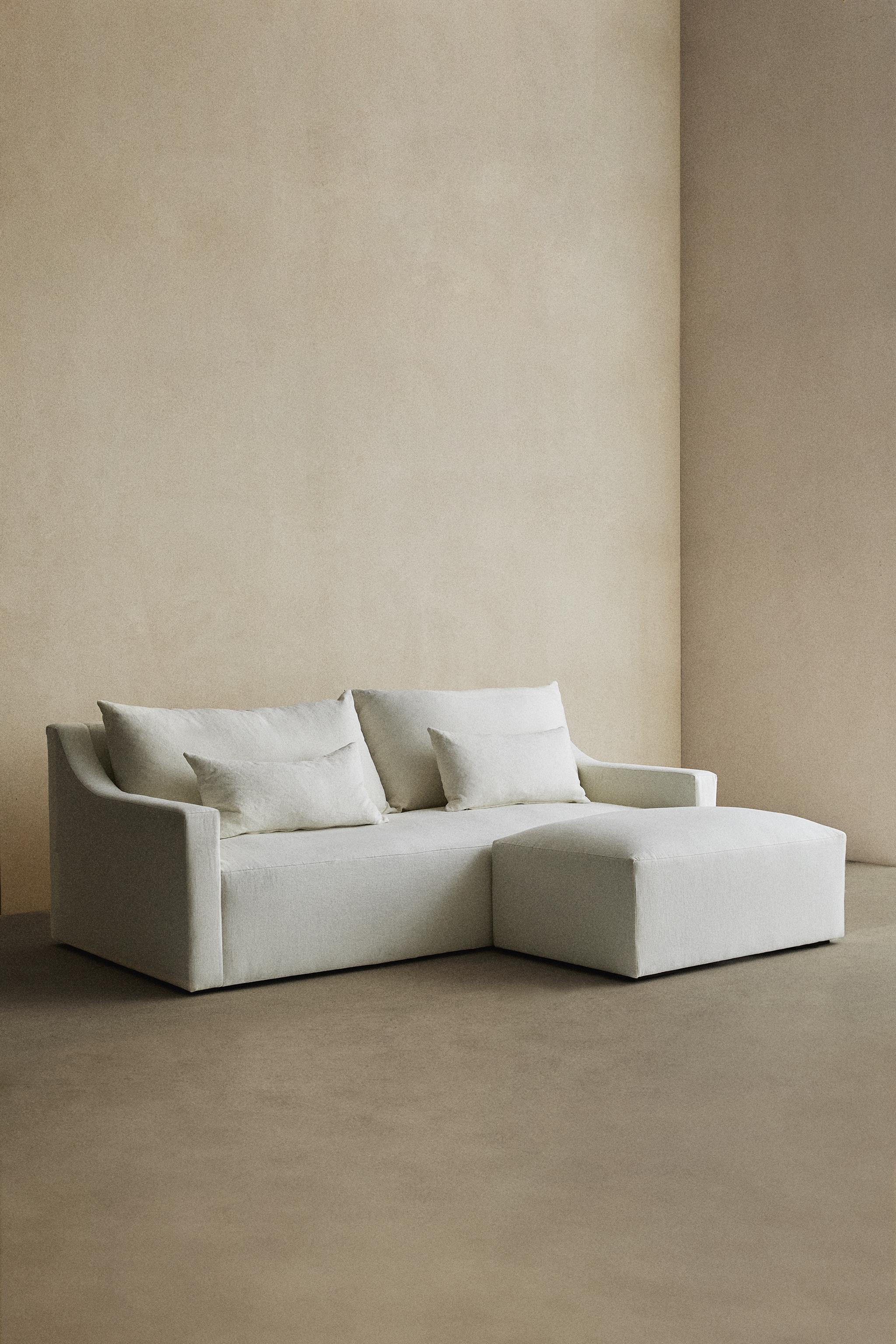 WASHED LINEN SOFA — Oyster-white