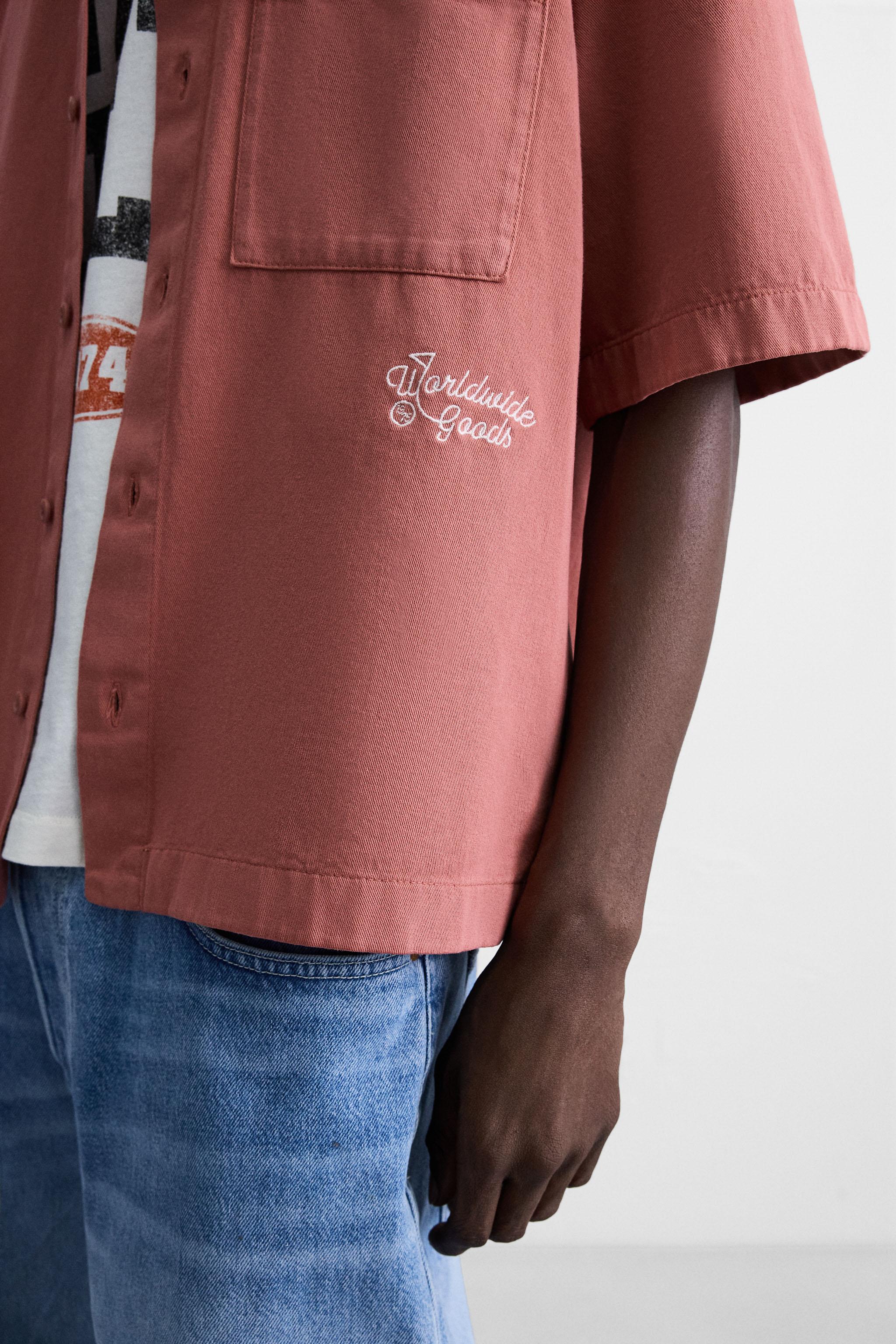 EMBROIDERED TEXTURED OVERSHIRT