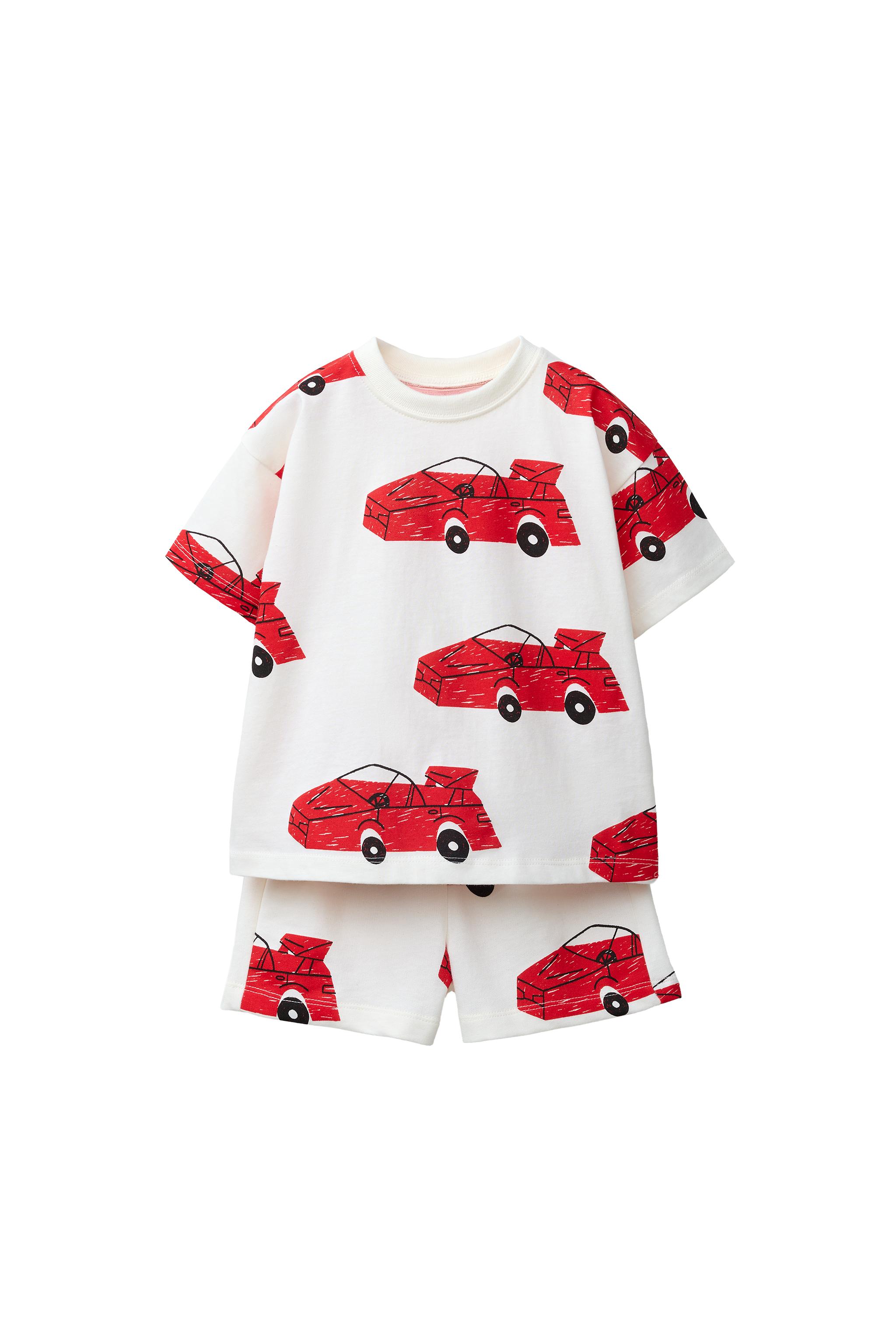 Tシャツ＆バミューダパンツセット - エクリュ/ レッド | ZARA Japan / 日本