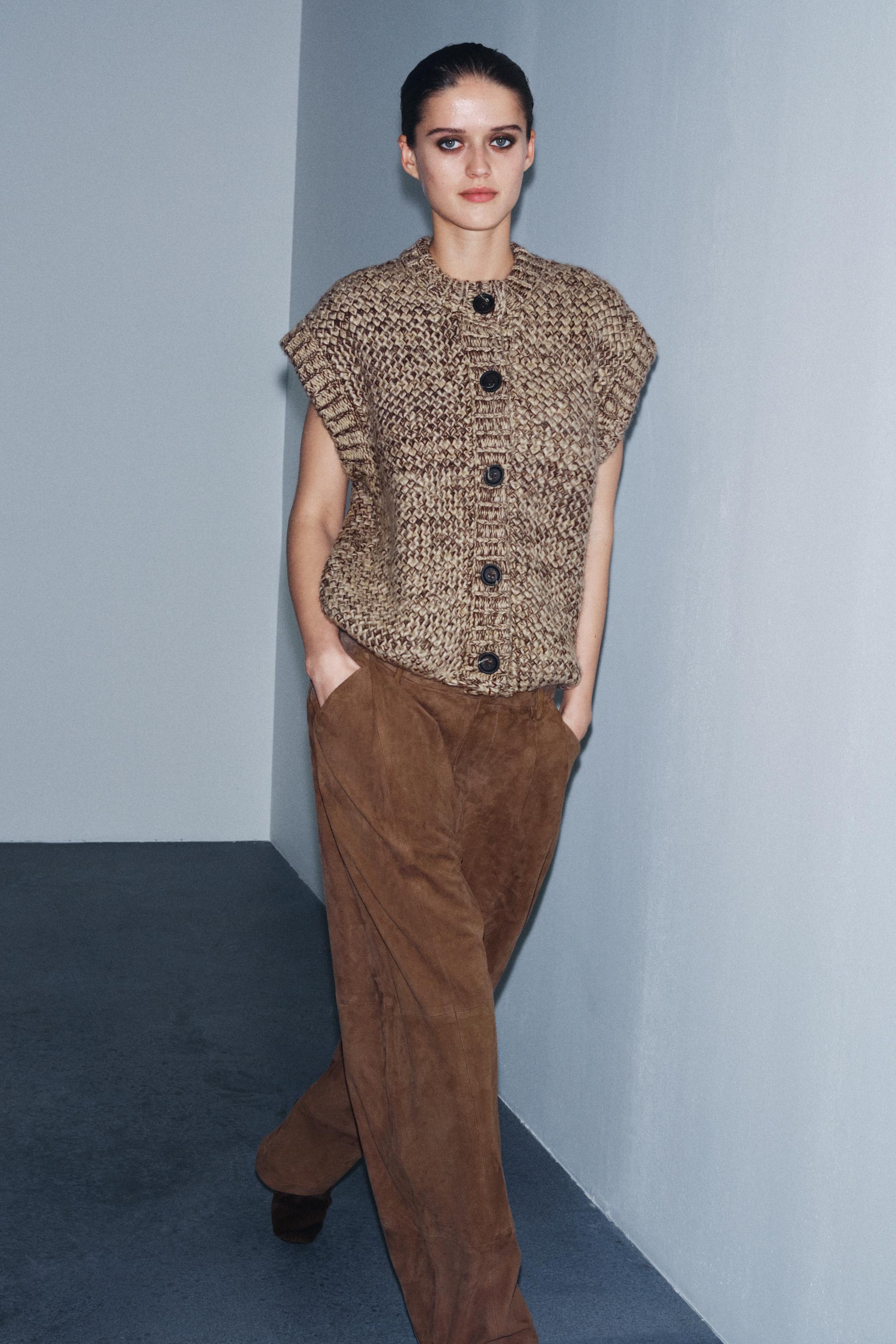 CHUNKY KNIT VEST - Beige-brown | ZARA Canada