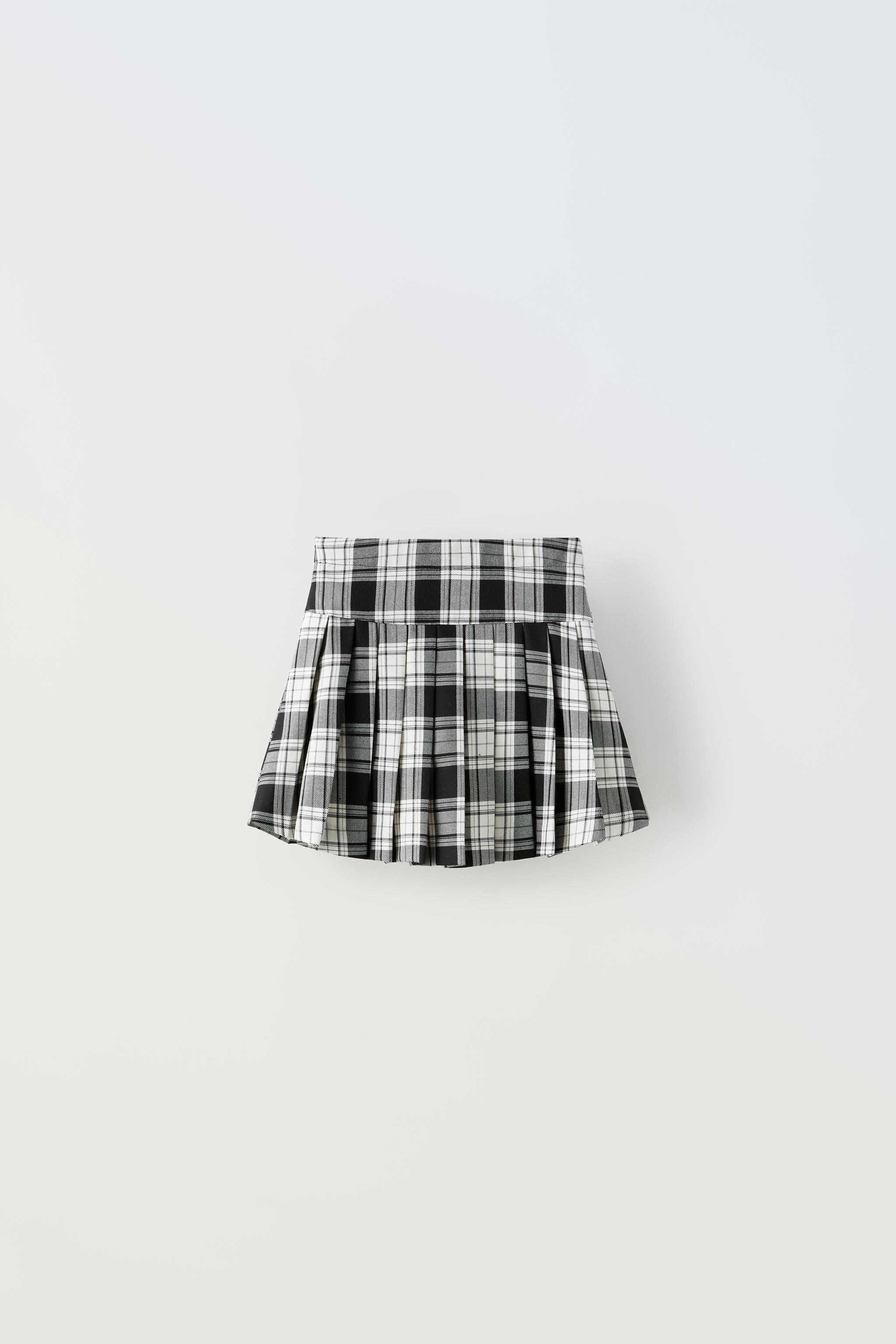 CHECK BOX PLEAT SKIRT - Black / White | ZARA New Zealand