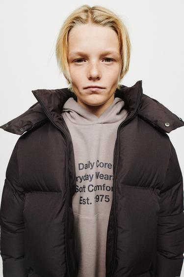 סווטשירט קפוצ'ון עם כיתוב - ורוד חיוור של Zara