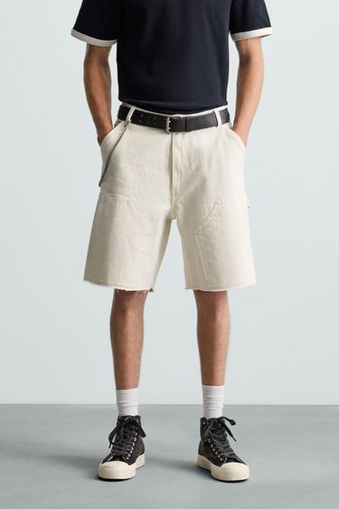 Zara CARPENTER POCKET BERMUDA SHORTS - Oyster-white
