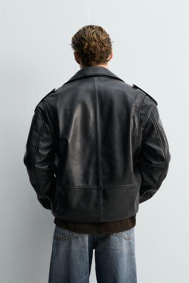 LEATHER BIKER JACKET LIMITED EDITION - Black by Zara - Image 2