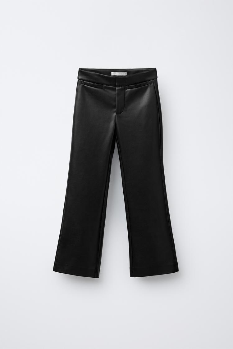 PANTALONE FLARE EFFETTO PELLE Nero ZARA Italia Italy