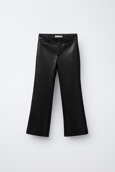 FLARED HOSE MIT LEDER-OPTIK - Schwarz von Zara