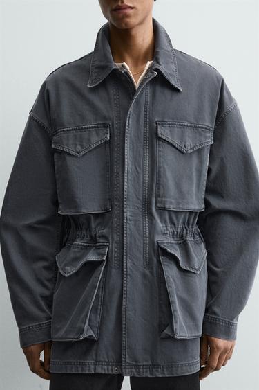 WASHED COTTON TEXTURED PARKA - Light indigo by Zara - Image 5