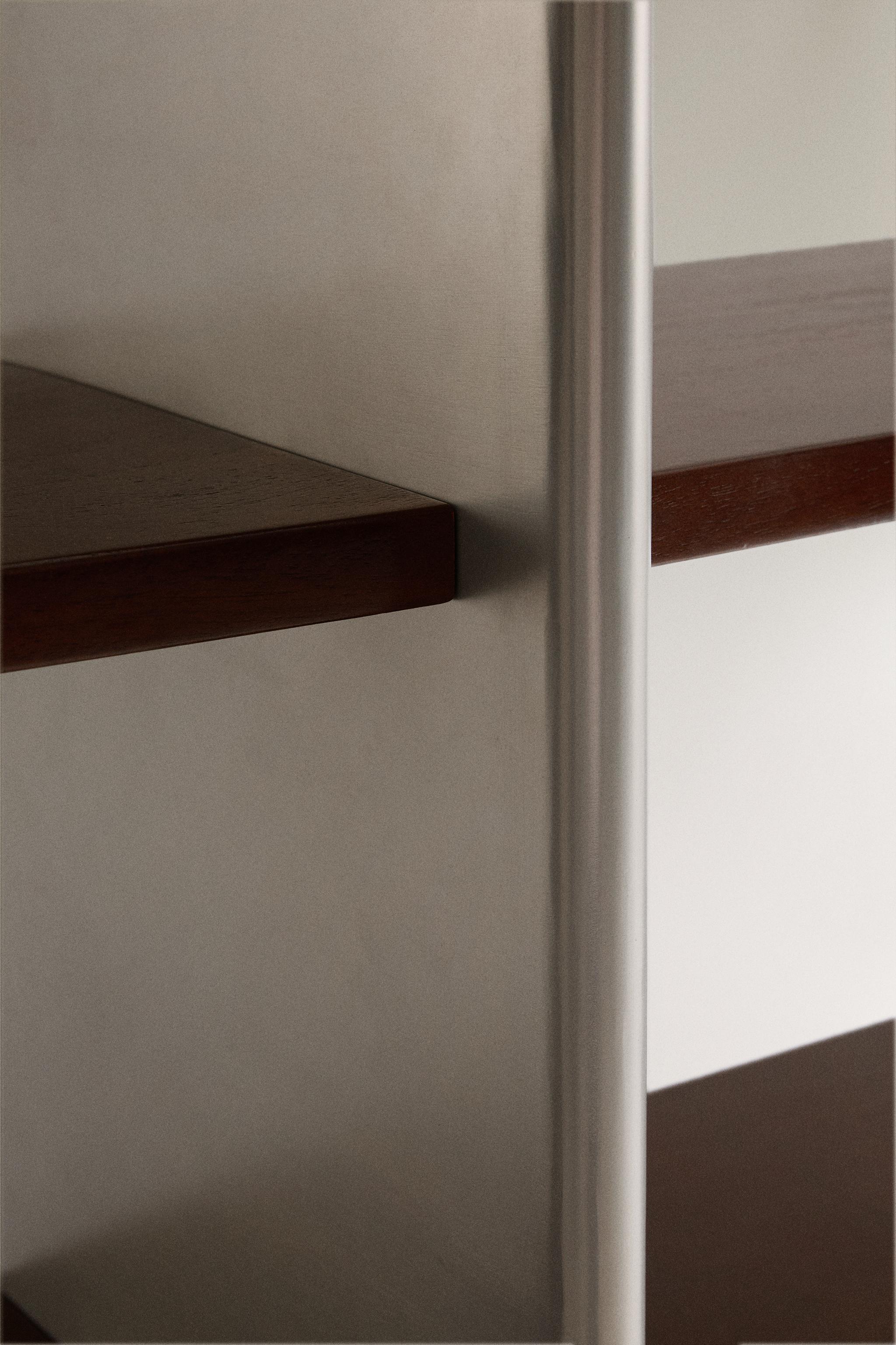 WOOD AND STEEL SHELVING UNIT