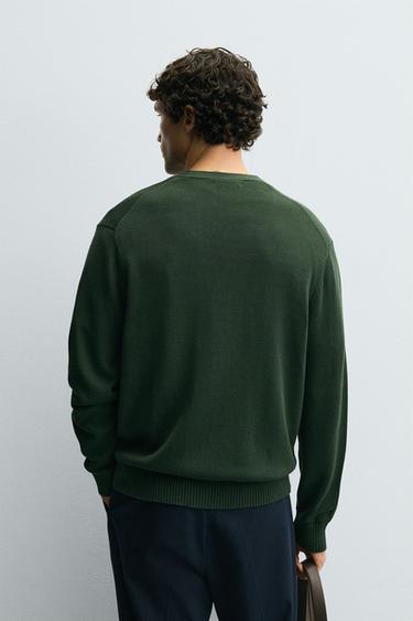 REGULAR FIT COTTON CARDIGAN - Green by Zara - Image 2