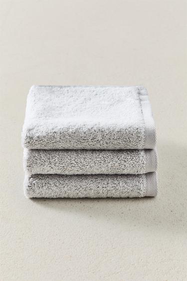 Zara PREMIUM COTTON HAND TOWELS (PACK OF 3) - Light gray