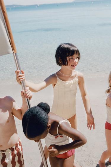 2-6 YEARS/ SWIMSUIT WITH ELASTIC AND BOWS - Terracotta by Zara