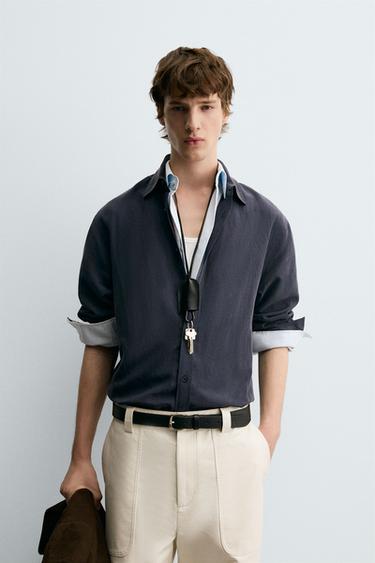 RELAXED FIT FLOWING SHIRT - Dark navy by Zara