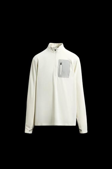 TECHNICAL QUARTER-ZIP T-SHIRT - Oyster-white by Zara