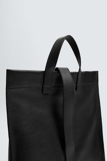 SAC À DOS EN CUIR - Noir de Zara - Image 4