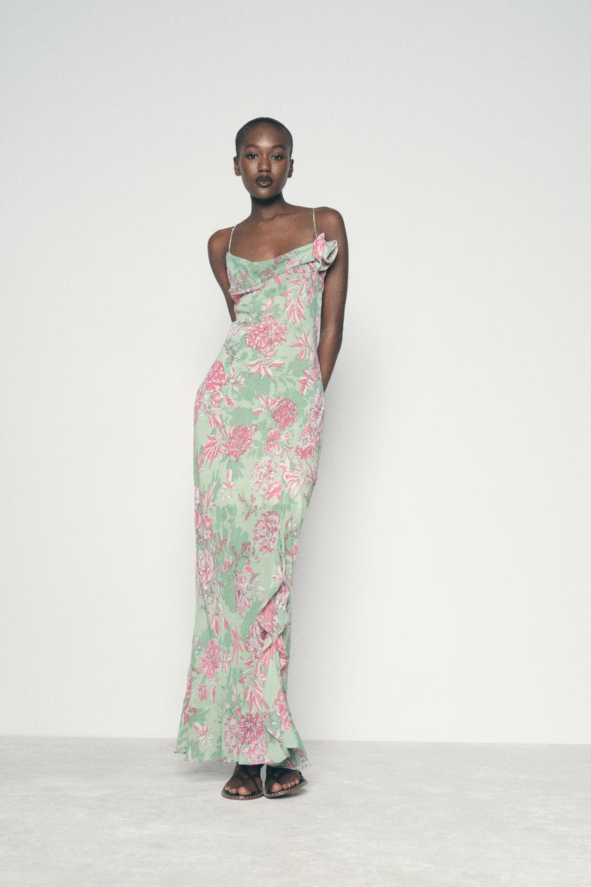 zara green pink dress Zara Cross Waist Jersey Dress-Hunter Green, Ikat