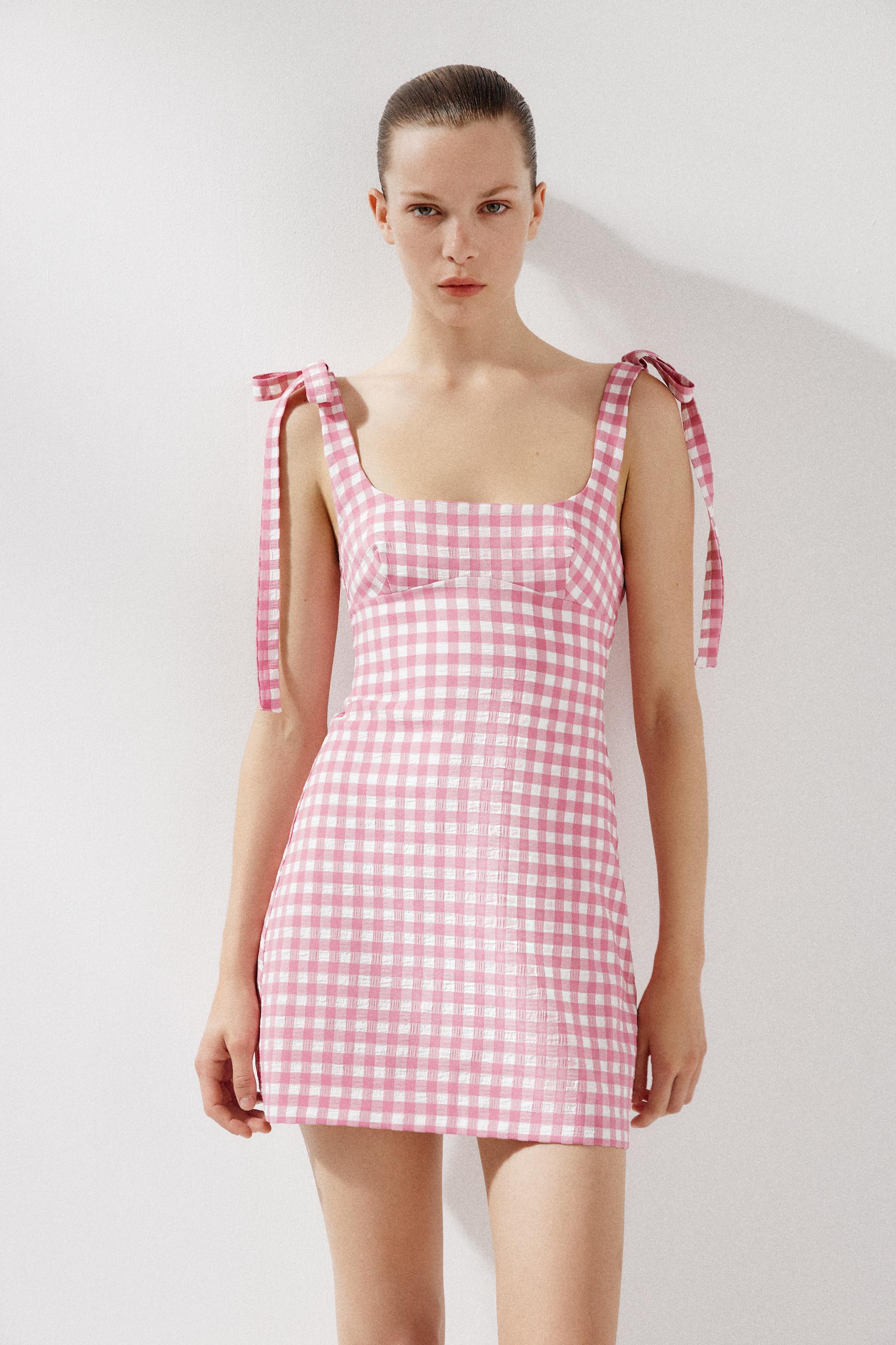 日本未入荷 【ZARA】 ピンク コルセット風 ミニドレス 韓国風 ZARA WOMAN FUCHSIA PINK POPLIN MIDI DRESS PUFF SLEEVE 3067
