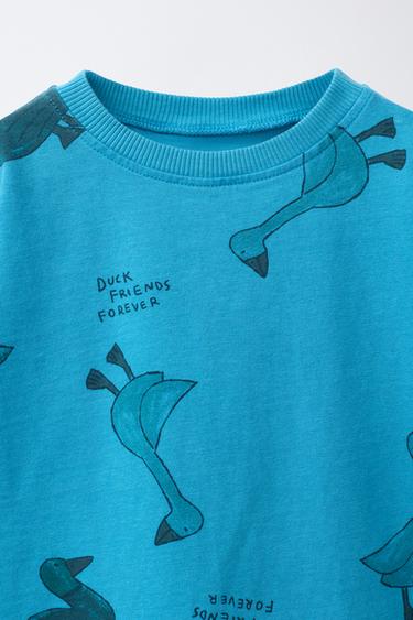 DUCK PRINT T-SHIRT - Mid-blue by Zara - Image 2