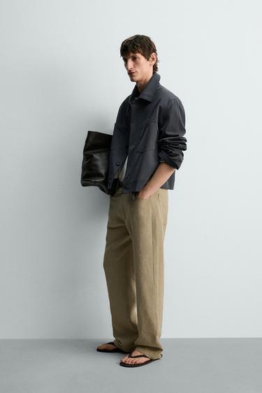 RELAXED FIT COTTON JACKET - Blue / Grey by Zara - Image 3