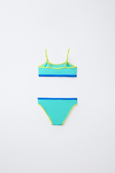 6-14 ANS/ BIKINI LISERÉS EN CONTRASTE - Turquoise de Zara - Image 1