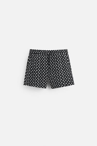 Zara 抽象印花泳褲 - 黑色