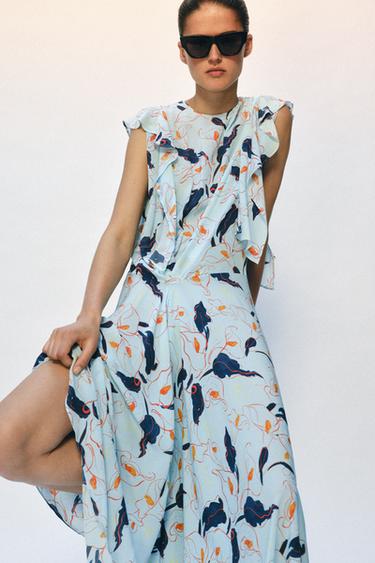 Zara ZW COLLECTION PRINTED DRESS - Multicolored