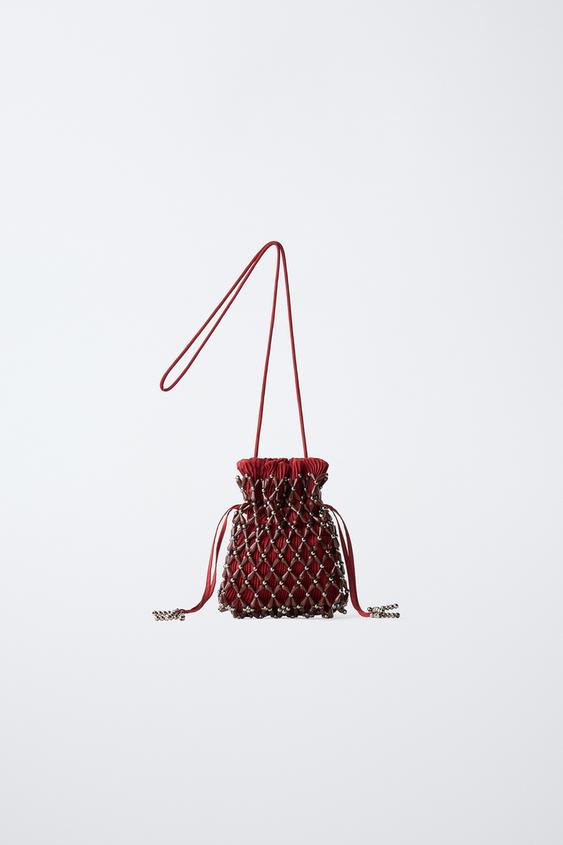 СУМКА-МЕШОК С БУСИНАМИ — Красный от Zara — изображение 0