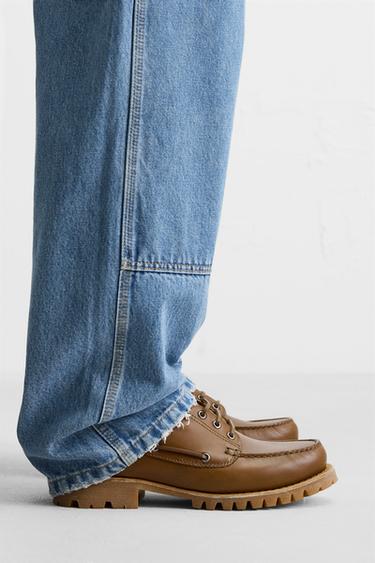 LEATHER DECK SHOES - Brown by Zara - Image 0