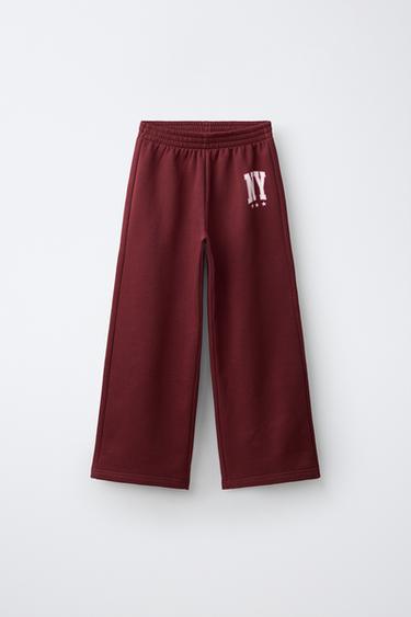 WIDE-LEG JOGGING TROUSERS - Burgundy by Zara - Image 0