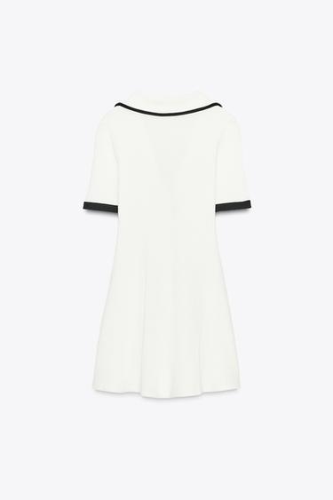 RIBBED DRESS WITH METAL BUTTONS - Black / White by Zara - Image 5