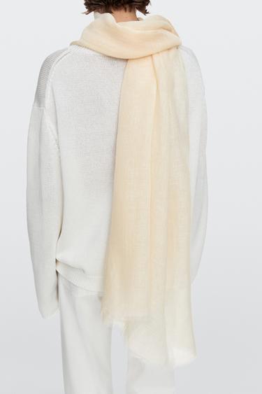 Zara Plain 100% linen scarf - Ecru