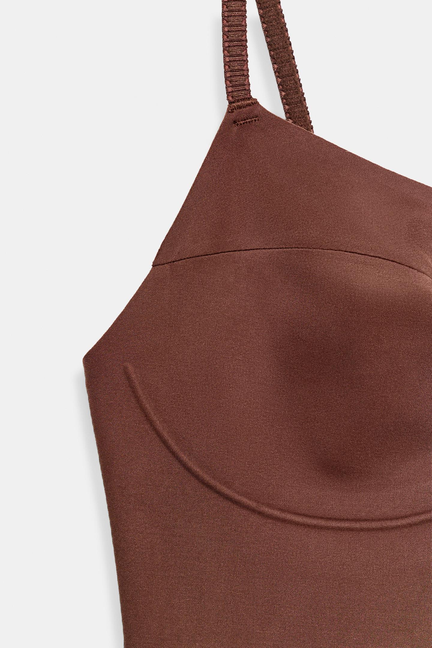 Женский топ Zara Seam Detail, цвет: Коричневый — фото 10