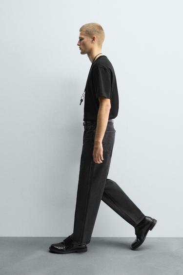 RELAXED STRAIGHT FIT JEANS - Graphit von Zara
