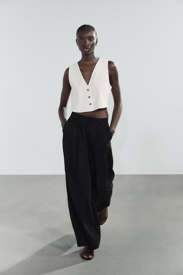 Zara CUT OUT VEST - Ecru