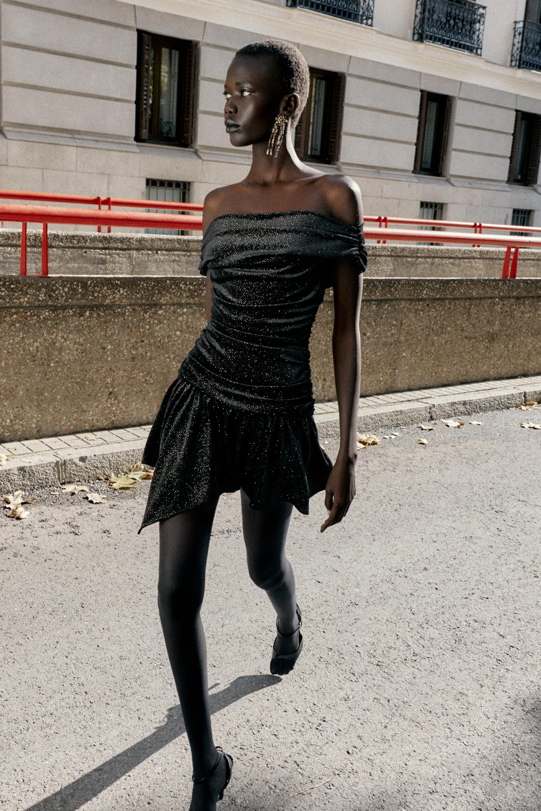 SPARKLY VELVET MINI DRESS