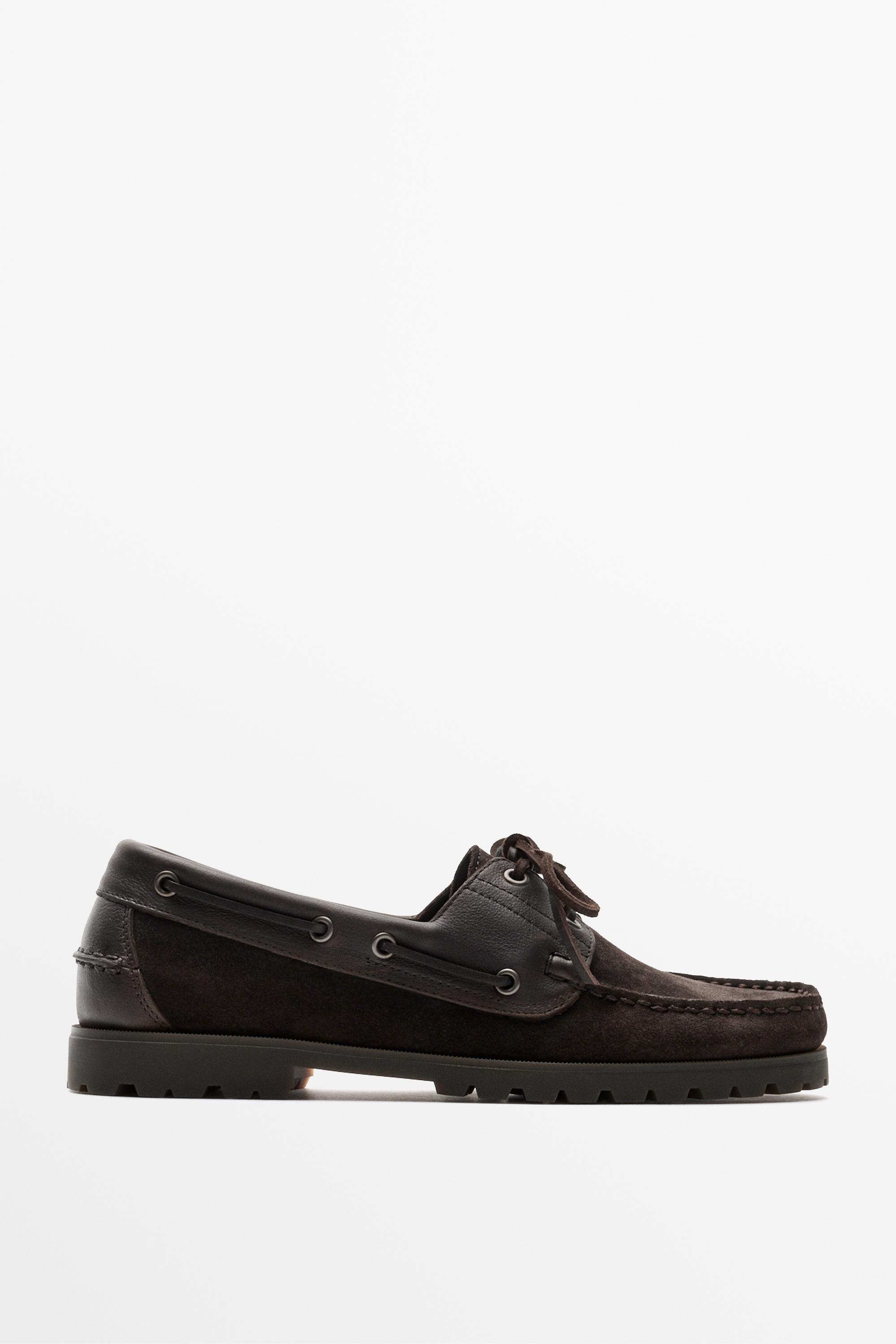 Nappa leather boat shoe — Brown