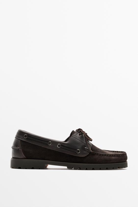 Zara Nappa leather boat shoe - Brown - Image 0